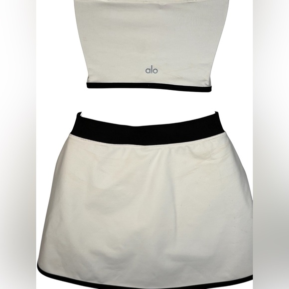 ALO YOGA Airbrush Streamlined SET Skirt And Bra Tank Top Medium Skirt Small 🖤🤍 - Picture 12 of 16